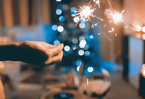 Celebrating success with sparklers